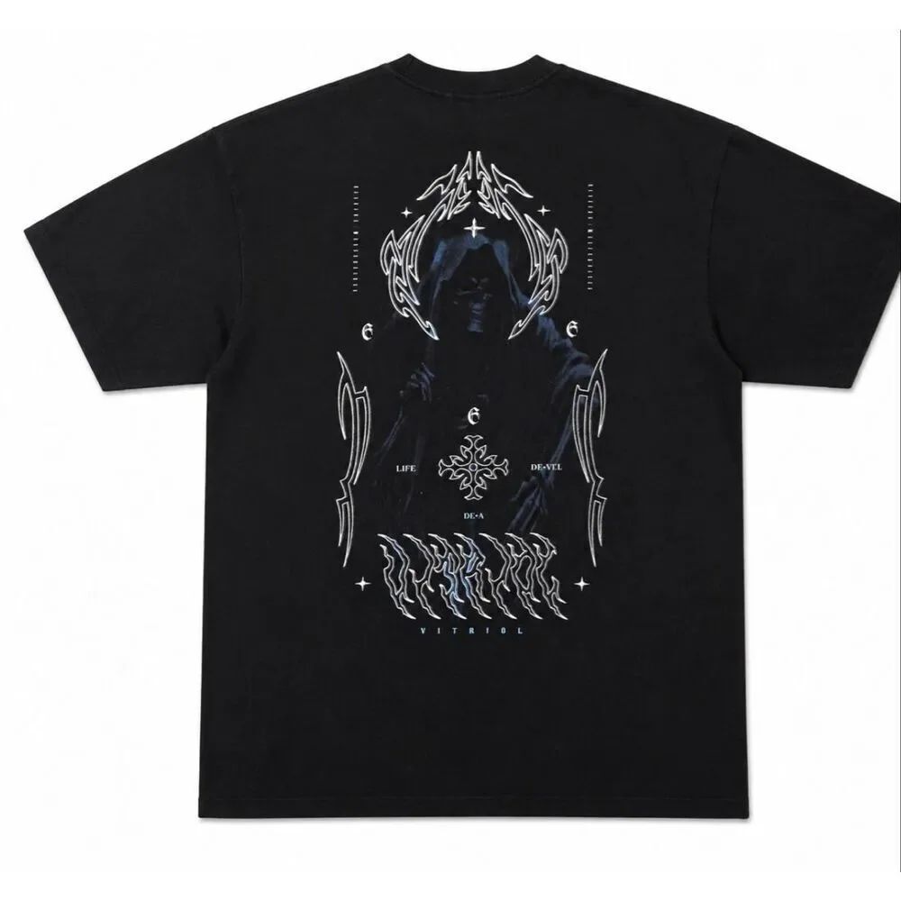 Pyknic Black Graphic T Shirt Goth Streetwear Dark Aesthetic Back Print Men’s SZ